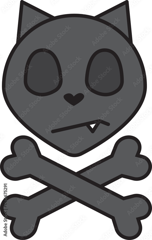Cat head with bone gradient illustration cartoon Cat head with bone gradient illustration cartoon