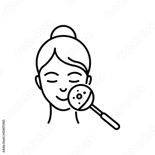 acne on skin icon, problem skin, dermatology linear vector icon sign on white background