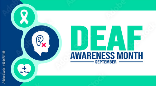 September is Deaf Awareness Month background template. Holiday concept. background, banner, placard, card, and poster design template with text inscription and standard color. vector illustration.