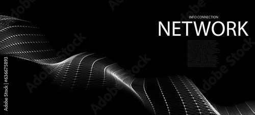 Technological wave of data transmission. Digital background. Network connection. 3D vector illustration.
