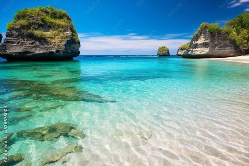 beautiful view of the beach with clear water
