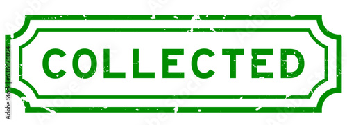 Grunge green collected word rubber seal stamp on white background