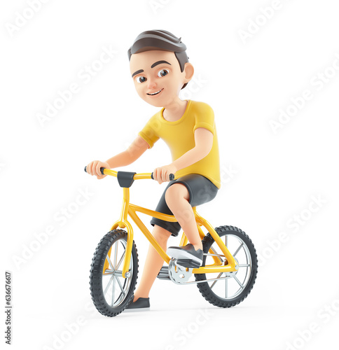 3d boy riding bicycle