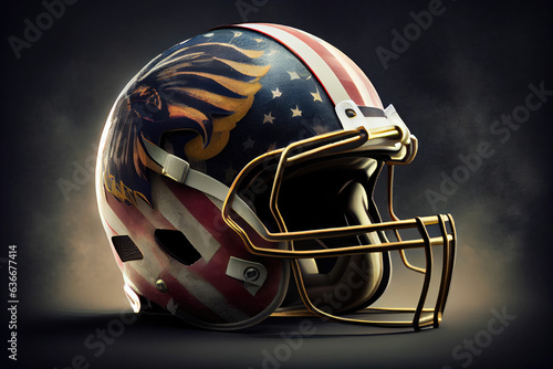 American football helmet with US flag