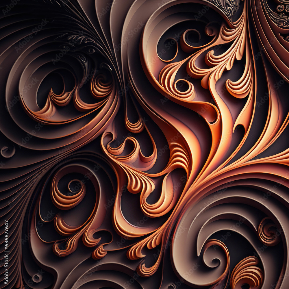 Fototapeta premium Abstract fractal background with leaves