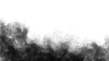 Black fog and smoke texture on transparent background