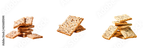 Close up of a healthy multigrain cracker on a transparent background