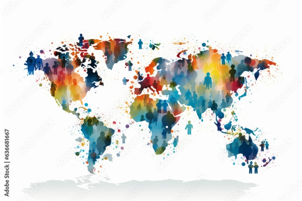 watercolor map of the world on a white background  - obrazy, fototapety, plakaty 