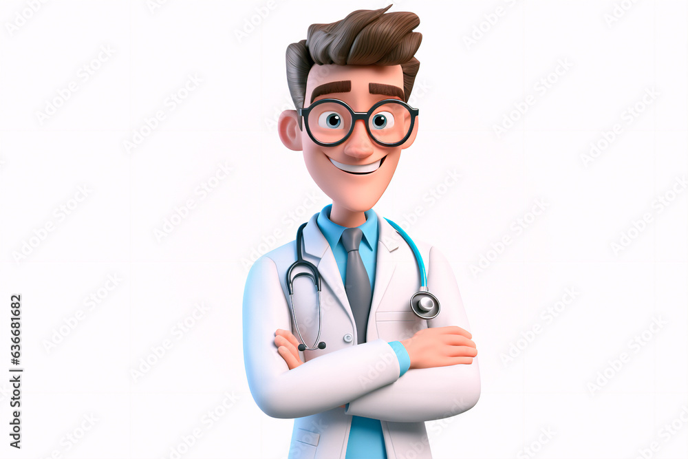 Cartoon doctor man smiling on a white background Cartoon doctor man smiling on a white background