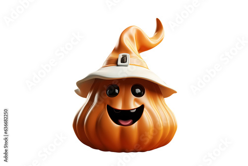 pumpkin with witch hat isolated on transparent background. Generative Ai