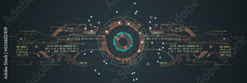 Abstract background on technological and scientific topics. Various techno details with using digital code.