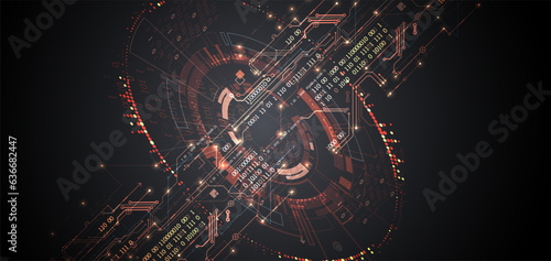 Abstract background on technological and scientific topics. Various techno details with using digital code.