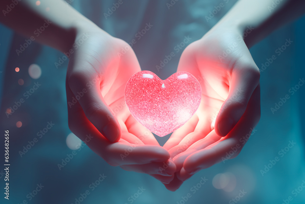 Heart in hands. Valentine's Day. Background, wallpaper Heart in hands. Valentine's Day. Background, wallpaper