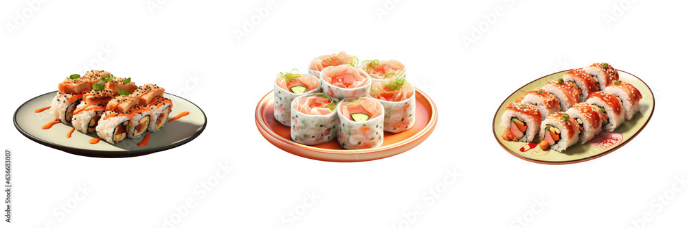 Japanese sushi rolls on a backdrop Japanese sushi rolls on a backdrop