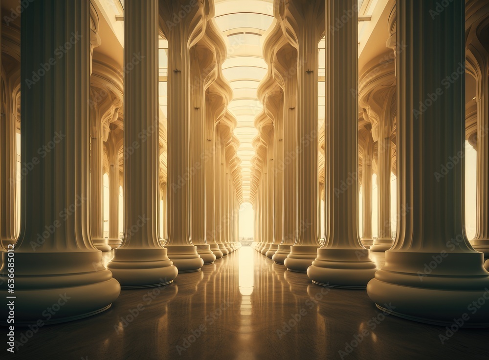 marble columns of academy of athens Created with Generative AI technology. - obrazy, fototapety, plakaty 