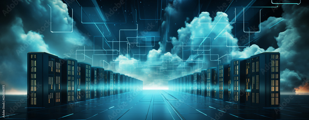 Obraz premium cloud computing data center storage network. Generative Ai.
