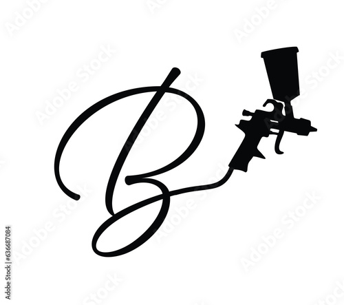 Spray Gun Monogram Logo Vector Illustration Letter B