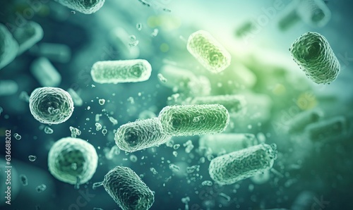 Microscopic Bacterial Analysis - Bacteria in Greenish Liquid Illustration photo