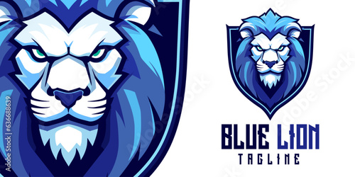 Blue Lion Logo Mascot: Dynamic Vector Illustration Graphic, Ideal for Sport, eSport, Logo, Icon, Design, Poster, and Flyer