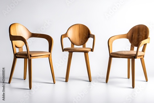 Wooden Chair with Curved Backrest and Armrests