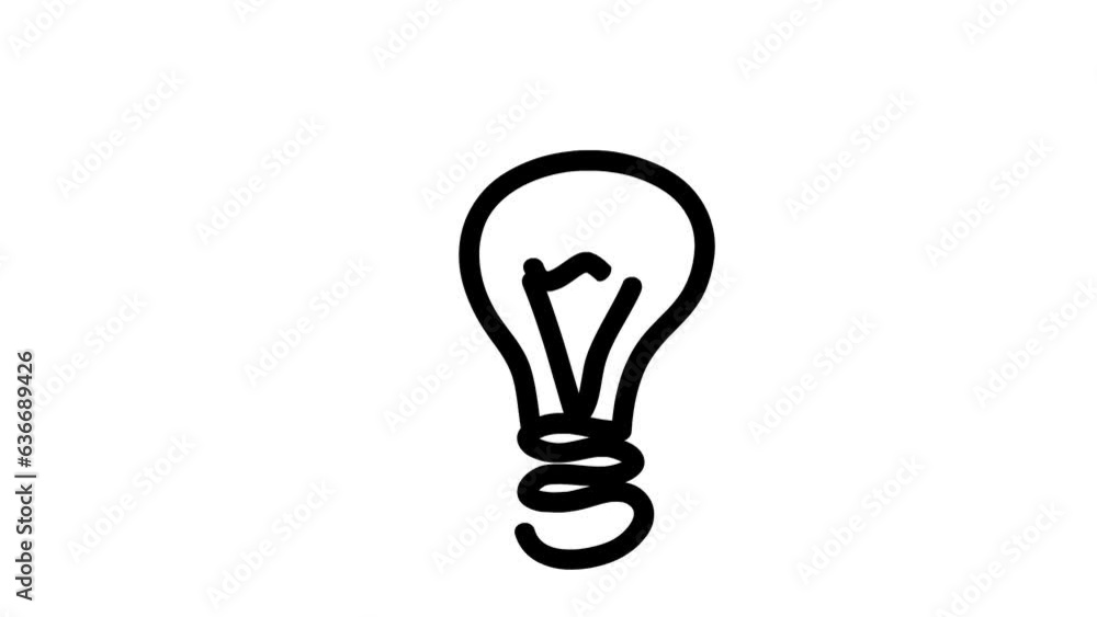 Animated black icon of lightbulb. Concept of idea and creative. Symbol is drawn gradually. Looped video. Line vector illustration isolated on white background. Animated black icon of lightbulb. Concept of idea and creative. Symbol is drawn gradually. Looped video. Line vector illustration isolated on white background.