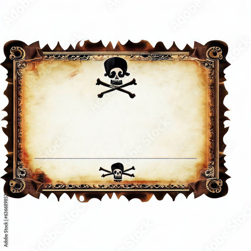 Treasure map in pirate movie isolate on white background.generative AI