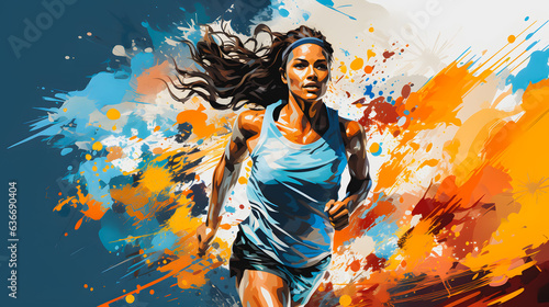 Olympic Games in Paris 2024. Running athlete. Generative AI