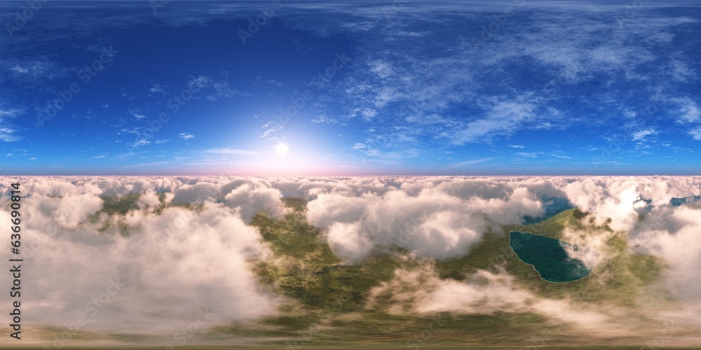 HDRI Map,  environment map, Round panorama, spherical panorama, equidistant projection, panoramic, 3D rendering, land under heaven
