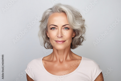 Generative AI picture mature old lady close up portrait Healthy face skin care beauty skincare cosmetics