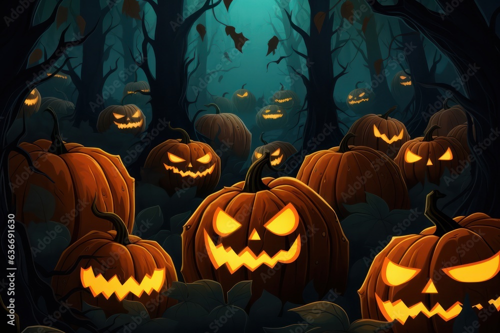 halloween background with pumpkins, bats and jack-o-lanterns halloween background with pumpkins, bats and jack-o-lanterns