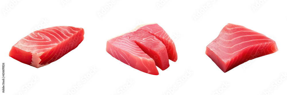 Freshly cut red tuna slice