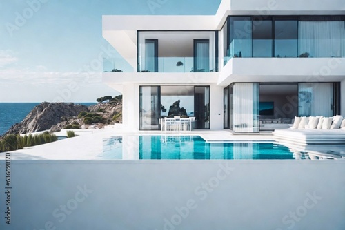 Minimalist lixury villa. Modern style. AI generated illustration