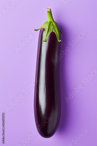 long eggplant isolated on purple studio background photo