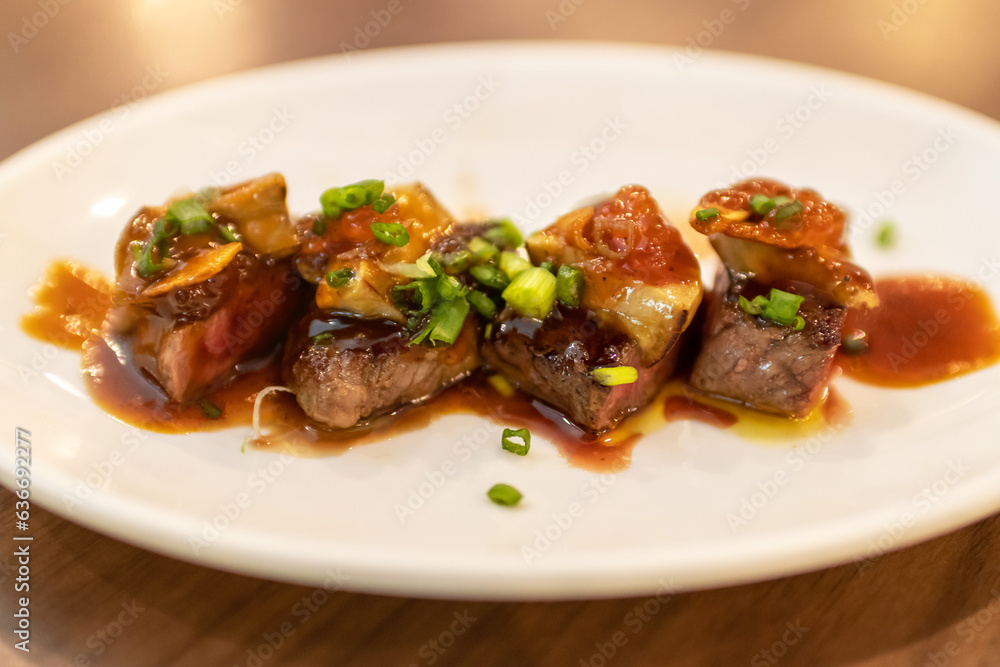 Tournedos Rossini recipe with foie gras on top of the steak. Tournedos Rossini recipe with foie gras on top of the steak.