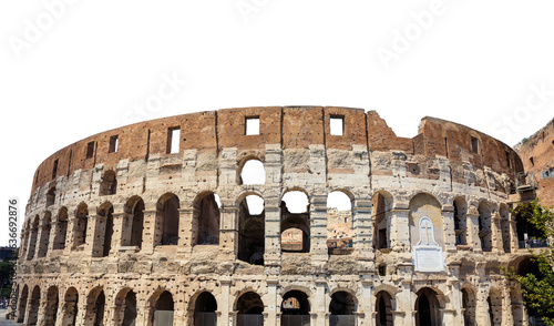 Photography Colosseum isolated on white transparent background, PNG