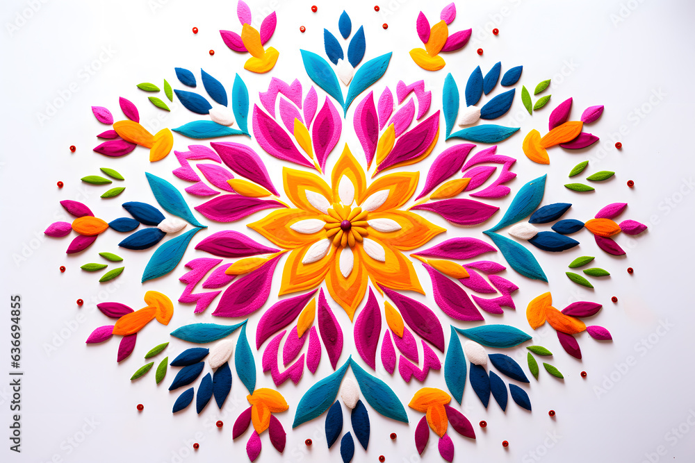 rangoli design with vibrant colors - obrazy, fototapety, plakaty 