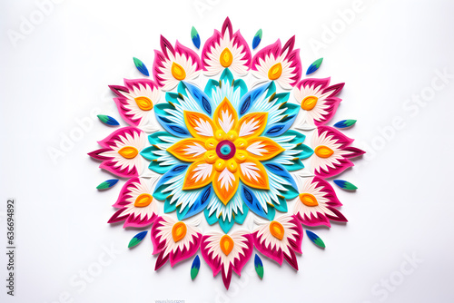 Top view of a rangoli design with vibrant colors photo