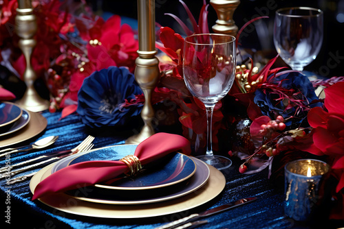 Luxurious Tableware on Table Background-Generative AI