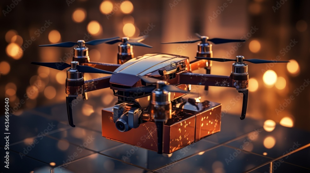 Witness a paradigm shift in transportation as drones soar above, spotlighting the inexhaustible opportunities arising from the fusion of autonomy and cargo movement. - obrazy, fototapety, plakaty 