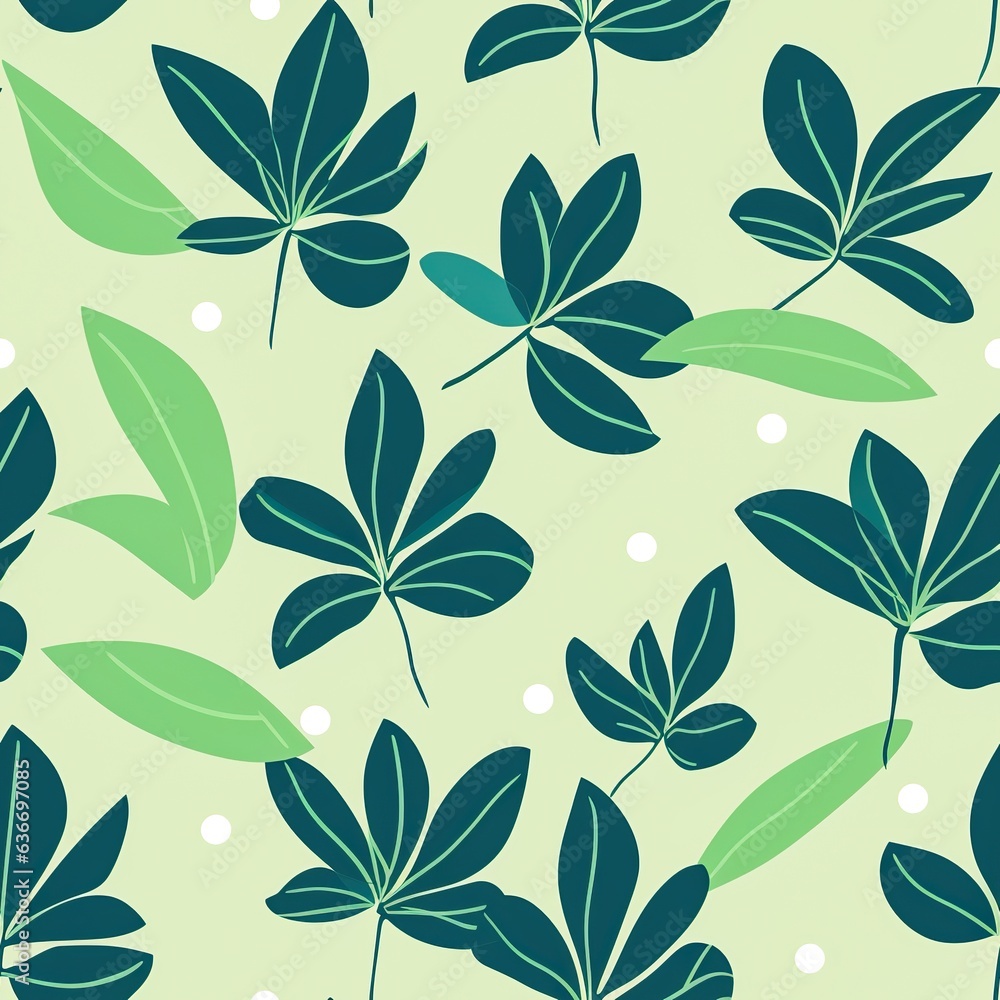 Seamless Leaf Pattern with Green Leaves Seamless Leaf Pattern with Green Leaves