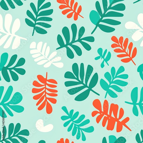 Seamless Leaf Pattern with Green Leaves
