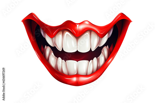 Vampire Mouth with Fangs Watercolor Clipart isolated on Transparent Background. Halloween Vampire  Elements Clipart.