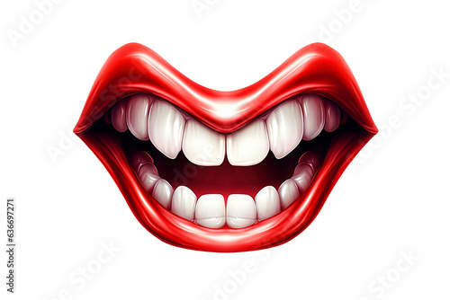 Vampire Mouth with Fangs Watercolor Clipart isolated on Transparent Background. Halloween Vampire Elements Clipart.