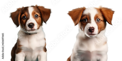 Adorable pet dog alone staring at camera on transparent background