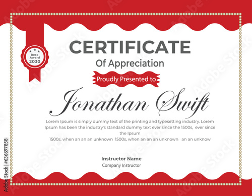 Red certificate templete