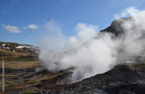 Fumaroles in a Geothermally Active Area of Iceland