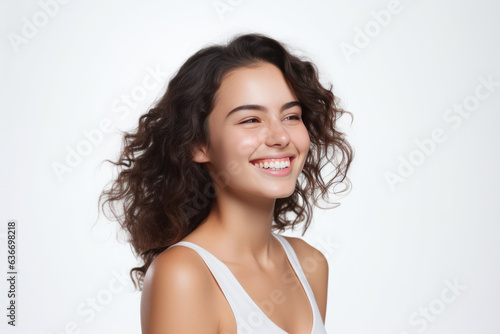 Beautiful Young Happy European Woman On White Background
