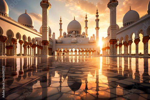 beautiful mosque during the golden hour