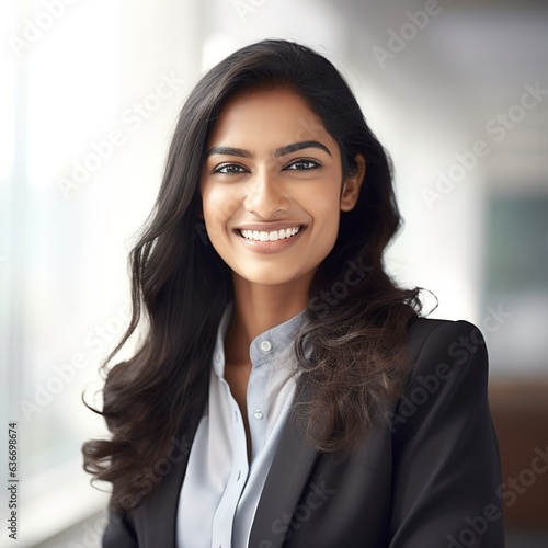 business businesswoman office young girl head shot woman portrait corporate manager indian asian businessperson created using generative ai technology