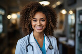Portrait of smiling african american female doctor with stethoscope